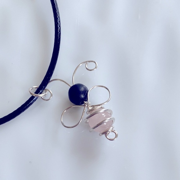 Sterling Silver and Pink Bee Pendant Necklace
17” long with extender - Picture 3 of 7